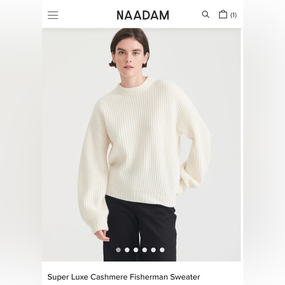 NAADAM Super Luxe Cashmere Fisherman Sweater in Cream